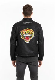 Ed Hardy Tiger Waxed Denim Jacket