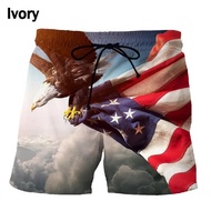 American Eagle Flag Emblem Beach Shorts Men 3D Printing Board Shorts Swimsuit homme 2023 Summer Swim