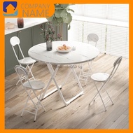 Household Small Apartment Foldable Table Modern Simple Dining Balcony Round Marble Pattern and Chair Combination Desks Tables d12