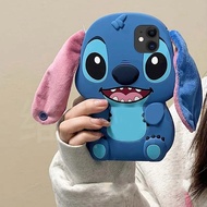 3D Plush Stitch Ears Handheld Cartoon Case For Realme 15 13 14 14T 11 8 8i 9i 9 10 4G 7i 7 6 5 Pro 5