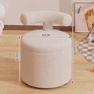 LZD Small stool household storage stool bedroom lamb velvet backrest chair minimalist storage box li