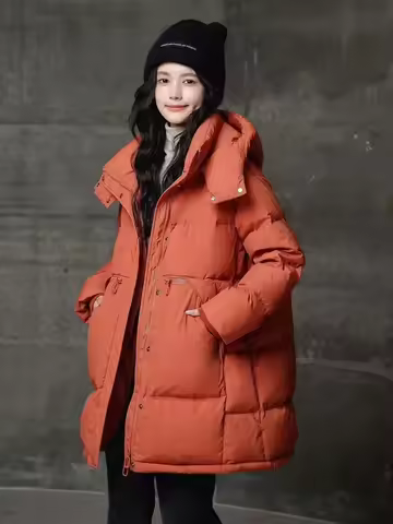 2025 Autumn/winter Down Jacket Commuting Hooded White Duck Down Women's Down Jacket