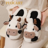PLOCART 1 pair Cow Plush Slippers, Non-slip Cow Winter Fluffy Slippers, Thick Sole Slippers Toe Wrap
