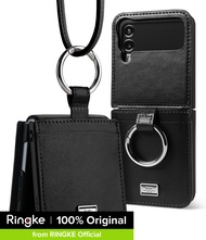 Ringke Folio Signature เข้ากันได้กับ Samsung Galaxy Z Flip 4 5G Case Handcrafted Premium PU Leather