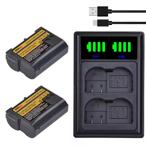 EN-EL15 EN EL15C Battery + Charger for Nikon D500, D610, D750, D800, D810, D850, D7000, D7100, D7500