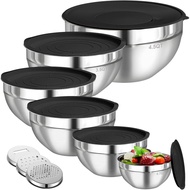 Mixing ls Set with Lids 6-Piece Stainless Steel Airtight Nesting Storage ls for Kitchen 4.5QT 3.5QT 