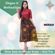 Baju Couple Sarimbit Keluarga Batik Kombinasi Brokat Hem Lengan Pendek