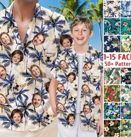 （Custom Face） Hawaiian Shirt: Personalized Family Photo Tropical Shirt, Fathers Day Gift