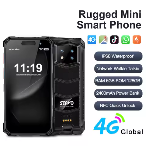 SERVO KING7000 Waterproof Mini Smartphone 4G LTE Android11.0 Dual SIM Standby Walkie-Talkie OTG 3.5"