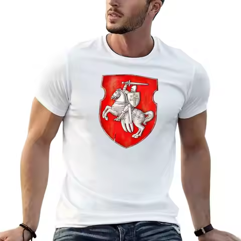 Belarus old coat of arms . White knight on red T-Shirt essential t shirt man t shirt designer T-Shir