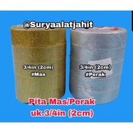 Gold Ribbon | Silver 3/4in|2cm @1 Roll = rp. 6,900| ±20y