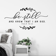 Christian Bible Wall Sticker Vinyl Be still and know that I am God with wreath - Psalm 46:10 Bedroom Home Decor stickers