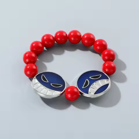 Anime One Piece Portgas D Ace Red Beads Face Bracelet Fashion Jewelry Accessories Cosplay Party Gift