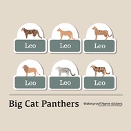 Big Cat Panthers Personalised Name stickers, Waterproof Name Labels for Children