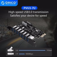 ORICO PVU3-7U-V1 SuperSpeed USB 3.0 7 Port PCI-E Express Card with a 15pin SATA Power Connector PCIE