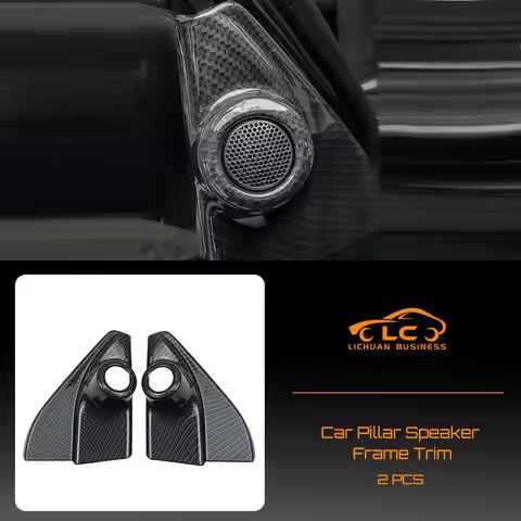 2pcs Car Pillar Speaker Frame Trim ABS Carbon Fiber Color Bamboo Grain for Toyota Fortuner Hilux Rev