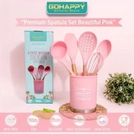 GOHAPPY 6 piece wooden silicon spatula