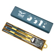 Farglory Ocean Park Ugly Rabbit Garden Eel Three-Piece Stainless Steel Tableware Set Environmentally