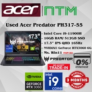 #AP133 USED ACER PREDATOR PH317 Helios Gaming Laptop intel i9-11900H 16GB 512GB SSD NVIDIA RTX3060 R