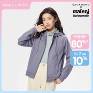 GIORDANO Women Hoodies Heavyweight Warm Fleece Lined Hoodies Seam Detail Raglan Sleeve Fashion Casua