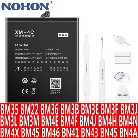 NOHON Battery For Xiaomi Mi 8 Pro Lite 9 SE 10 11 4C 5 5S A3 POCO F1 Redmi Note 8 Pro 7 5 4 3 2 4X B