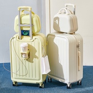 【1994HOME】Tow Box Luggage with Cup holder can USB charging Large-Capacity Trolley Case multifunction