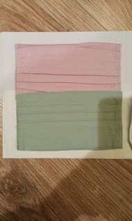 手工縫製口罩套（粉/綠$30一個/防疫/MIT/僅下水未使用）