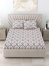 RRC Gless Cotton Elegant Polycotton Elastic Fitted Bedsheet with 2 Pillow Covers,60X78(Inches) Elast