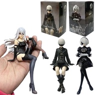 15CM Game NieR：Automata YoRHa No. 2 Type B 2B 9S Figure Sitting Position Pressing Instant Noodles An