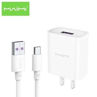 SMARTCHARGER KIT MAIMI-T13 KIT-TYPE C-2.1A-SINGLE USB-1M DATA CABLE-WHITE/BLACK-ORIGINAL