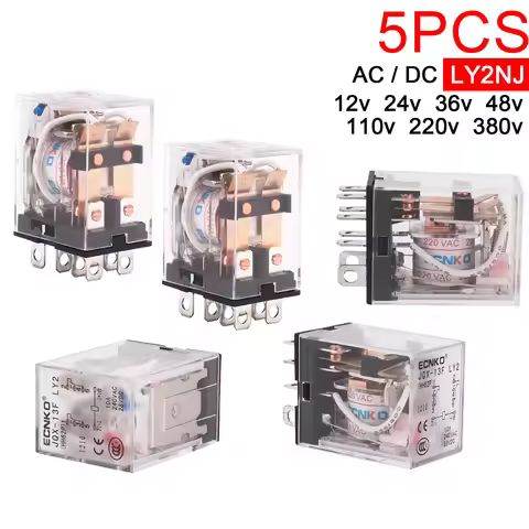 5pcs LY2NJ HH62P Coil Power Relay AC/DC 12V 24V 36V 48V 110V 220V 380V Mini Electromagnetic LY2N-GS