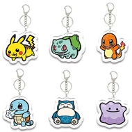 Cute Pokemon Acrylic Mica Pikachu Bulbasaur Charmander Squirtle Snorlax Ditto keychain to decorate b