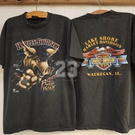 [23] HARLEY-DAVIDSON BAD TO THE BONE Bio Washed A Fierce Dog HARLEY Sign Tour shirt Soft Wash vintag