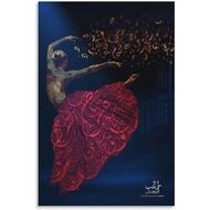Latin Dance Islamic Girl Red Dress Poster Canvas Wall Art Prints for Wall Decor Room Decor Bedroom D