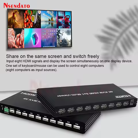 4K KVM HDMI Multiviewer 8x1 Multi Channel HDMI Video Seamless Multiplexer Switch 8 in 1 out USB HDMI