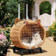 Discount Trolley Case Cat Bag Out Portable Rattan Cat Trolley Breathable Cat Cage Cat Box Out Box Pe