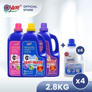 [Detergent Bundle] Yuri-matic Laundry Liquid Detergent 2.8Kg x4 + Yuri Laundry Disinfectant 1L x4