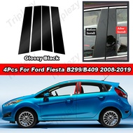 4Pcs Glossy Piano Black/Carbon Fiber Car Window B C Pillars Mirror Effect Posts Sticker Decal Auto S