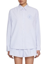 MARDI MERCREDI FLORAL APPLIQUÉ STRIPED SHIRT