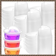 [homegarden1] 100 Sets 1.5 Oz Clear Heart Shaped Jello Cups with Lids, Small Condiment Containers, D