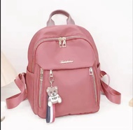 Backpack Remaja Korea Classic Tahan Air dengan Tali Removable - Warna Solid/Polkadot