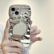 White rose mirror phone case OPPO A17K A17 A16 A15 A57 A53 A32 A33 A9 A5 A76 A96 A95 A94 A54 A92 A72 A52 A55 A5S A7 A12 Reno 5 6 7 8T wave electroplated silicone TPU fine porous soft case