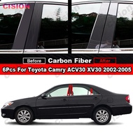 6ชิ้นรถหน้าต่างประตูคอลัมน์ B C เสาโพสต์ปกตัดสำหรับ Toyota Camry ACV30 XV30 2002-2005เคลือบเงาสีดำคา