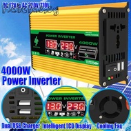 12V To 220V/110V Car Inverter 4000W Car Voltage Transformer Dual USB LCD Display