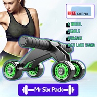 4 WHEEL AB ROLLER FREE KNEEPAD ABDOMINAL CORE 6 PACKS TRAINING WORKOUT ABS FITNESS
