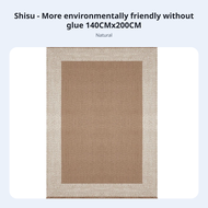 Jute Rug Handmade Border Double-Sided Vintage Floor Mat for Tranquil Living Room and Bedroom