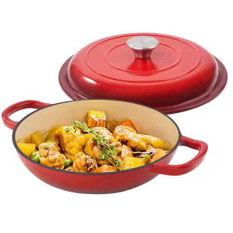 3 QT Enamel Light Cast Iron Dutch Oven, Double Handle Dutch Pot Cooking, Stew, Heavy Duty And Non-St