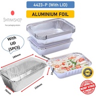 (Offer) ALUMINIUM FOIL TRAY WITH LID [RECTANGLE] - 5PCS 4423-P (RECTANGULAR)ALUMINIUM FOIL