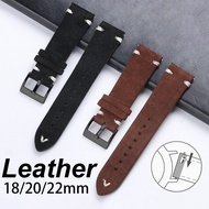 Vintage Soft Watch Strap for Seiko Quick Release Wristbelt Retro Suede Stitching Bracelet Genuine Leather Watch Band 18mm 20mm 22mm