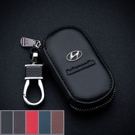 Car Key Case Cover Chain Bag Leather Smart Remote Keychain Holder Zipper Bags For Hyundai I30 Elantr